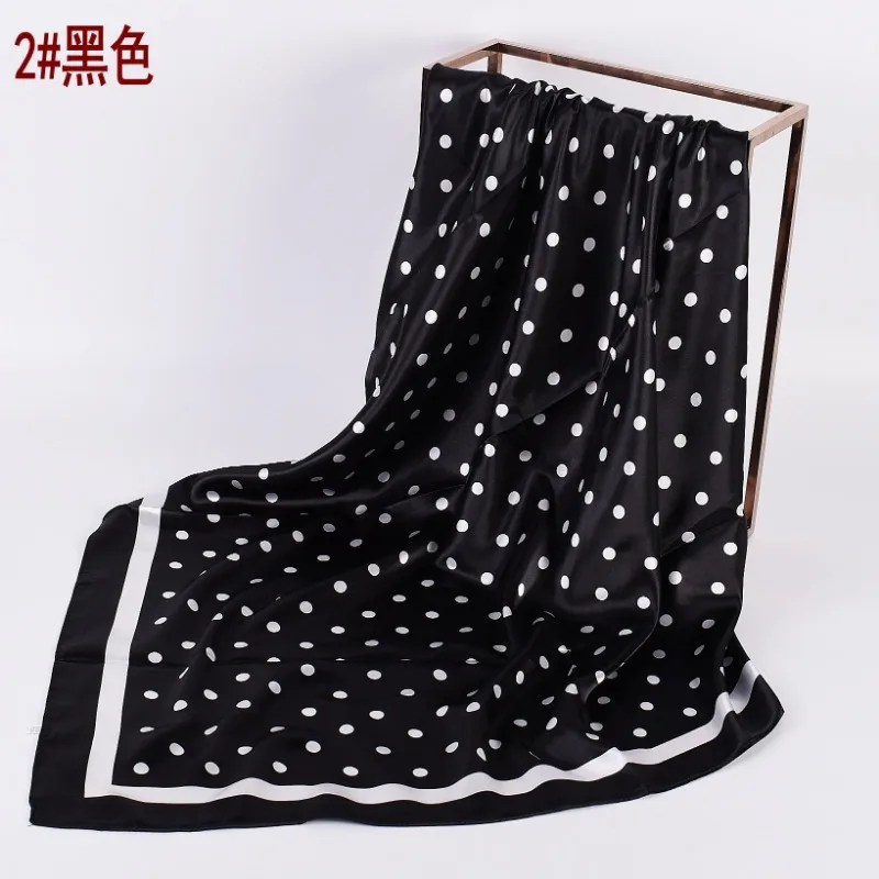 Fashion Satin Square Scarf Bandana Women Polka Dots Print Neckerchief Hair Bandana Female Square Head Scarves Shawl Foulard