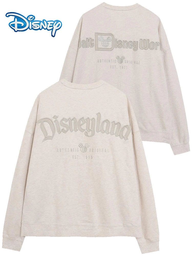 Disneyland Walt Disney World Castle Mickey Mouse estampado de letras bordado sudadera mujer manga larga cuello redondo jersey Top