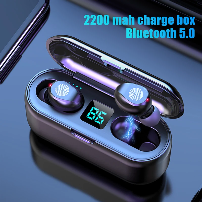 Bluetooth Earphones Wireless Earbuds With Microphone Touch Control HD Stereo Sports in-Ear IPX7 Waterproof earpod 2200mAh Chargi