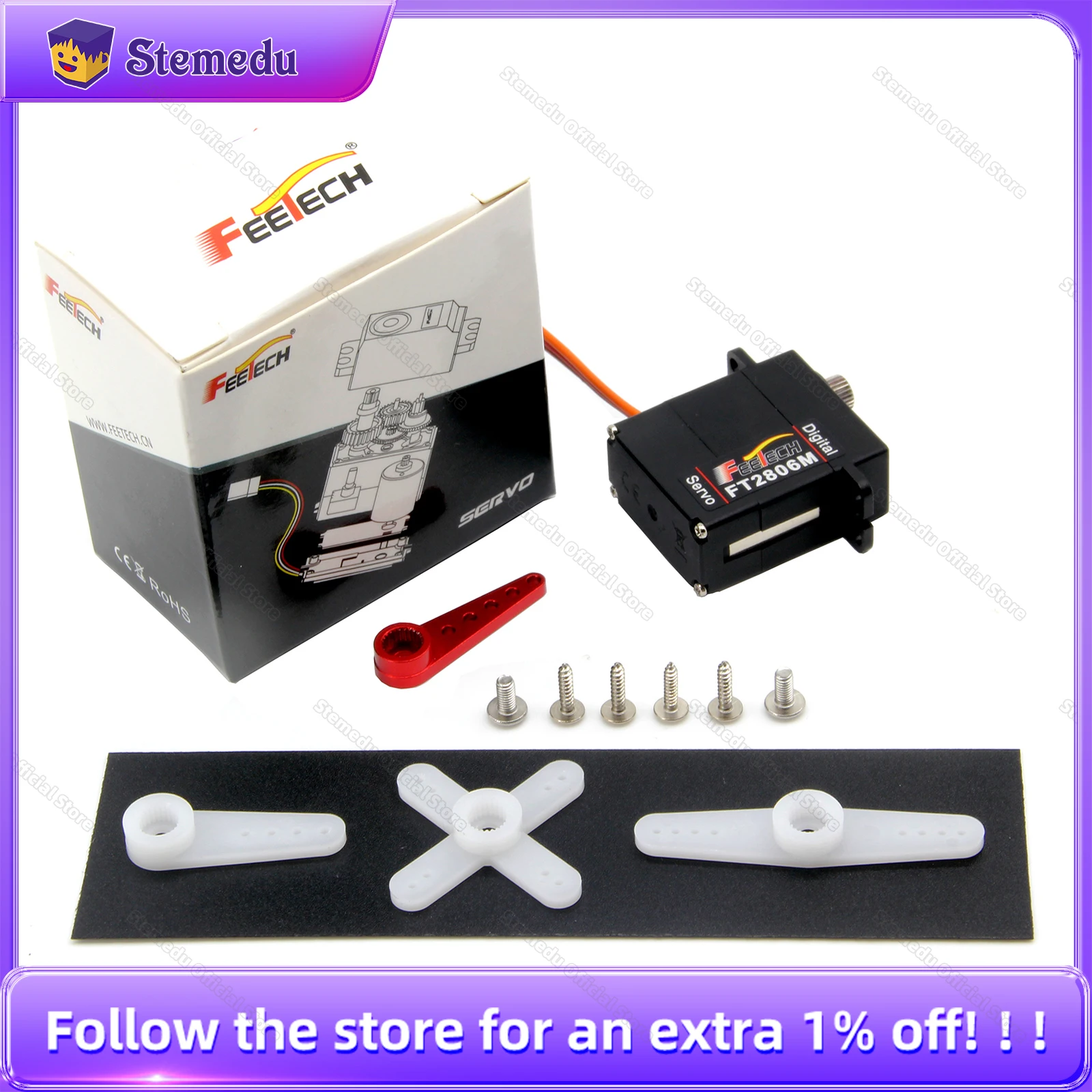 Feetech 6V 180 Degree Servo 6Kg Waterproof Rc-Steering-Servosmotor High Speed Steel Gear Coreless Digital Servo for 1/16 Rc Car