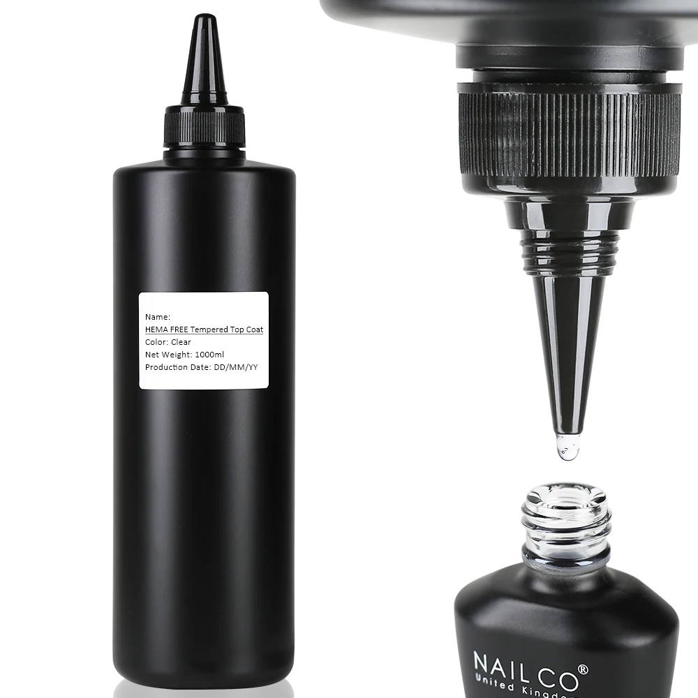 1000Ml HemaฟรีTop Base Coatเจลเล็บไม่มีWipe Top CoatเคลือบเงาSoak Off UV Tempered Top Coatอเนกประสงค์เจลเล็บ 1 กก.