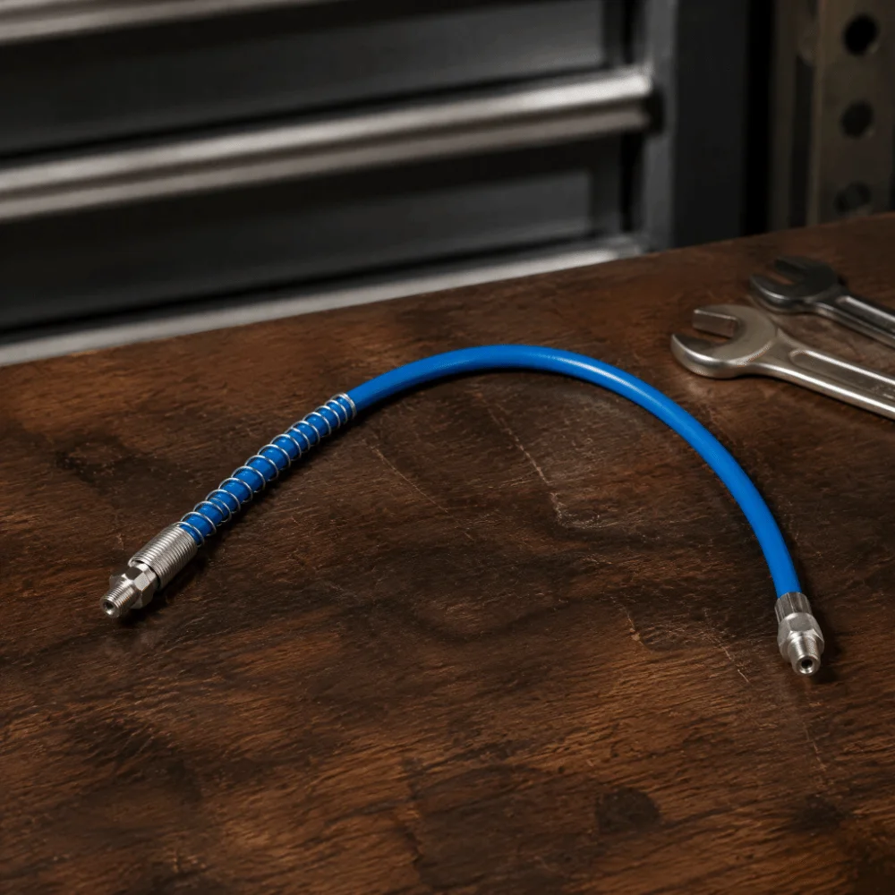 10000 PSI Grease Gun Whip Hose Explosionproof Quick Release Flexible Grease Hose Spring Flex Grease Gun Replacement Hose