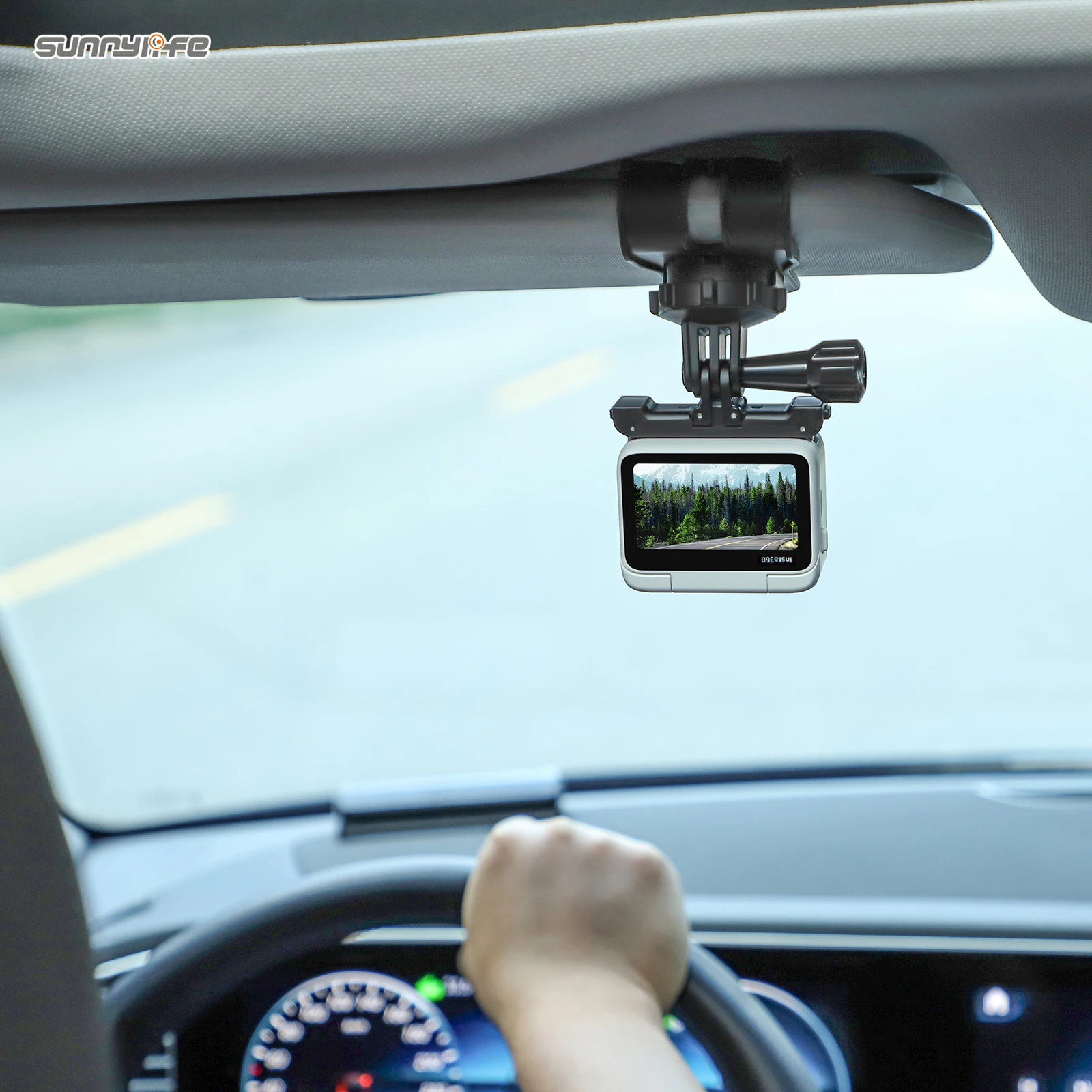 Action Camera Holder for Car Sun Visor Cell Phone Mount Vlog Video 360 Rotating for Pocket 4P/Insta360 Car Photography Accessory