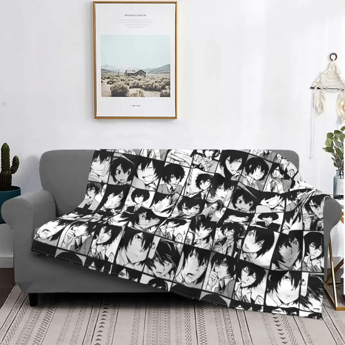 

Dazai Collage Blanket Spring Autumn bungo stray dogs anime Portable Ultra-Soft Throw Blanket for Bedding Couch Bedspreads