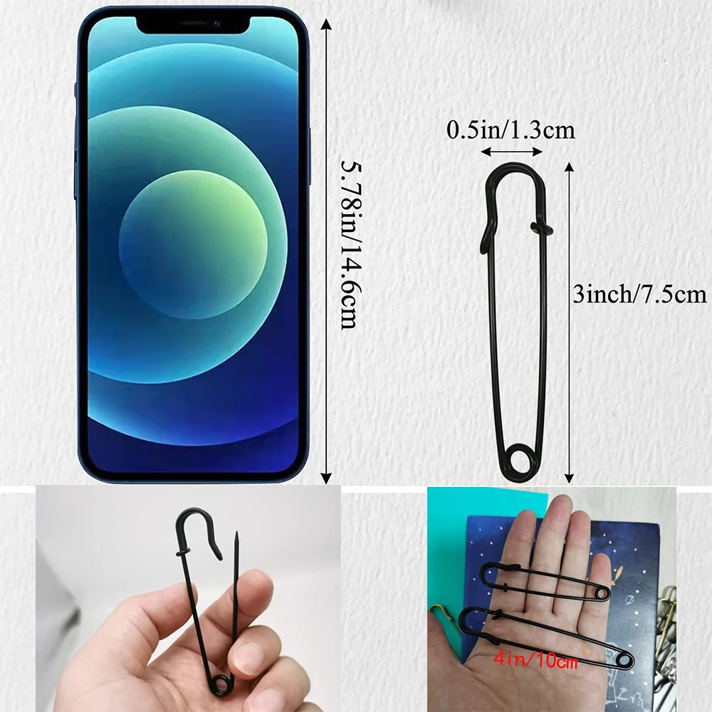 5 قطعة دبابيس أمان كبيرة الثقيلة بطانية دبابيس السائبة الصلب الربيع قفل دبابيس السحابات للبطانيات الحرف التنانير بروش صنع #3