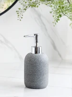 5Pcs Bathroom Accessories set Lotion Dispenser Toothbrush Holder Tray Tumbler Cup Soap Dish Beige and Grey 6