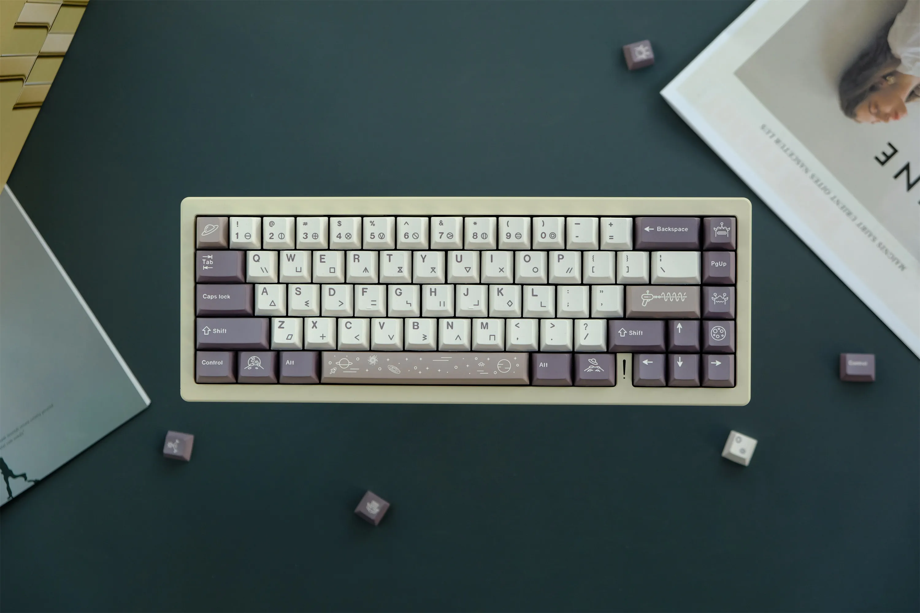 

GMK Moon man Keycap, 129 Keys PBT Keycaps Cherry Profile DYE-SUB Personalized GMK Keycaps For Mechanical Keyboard