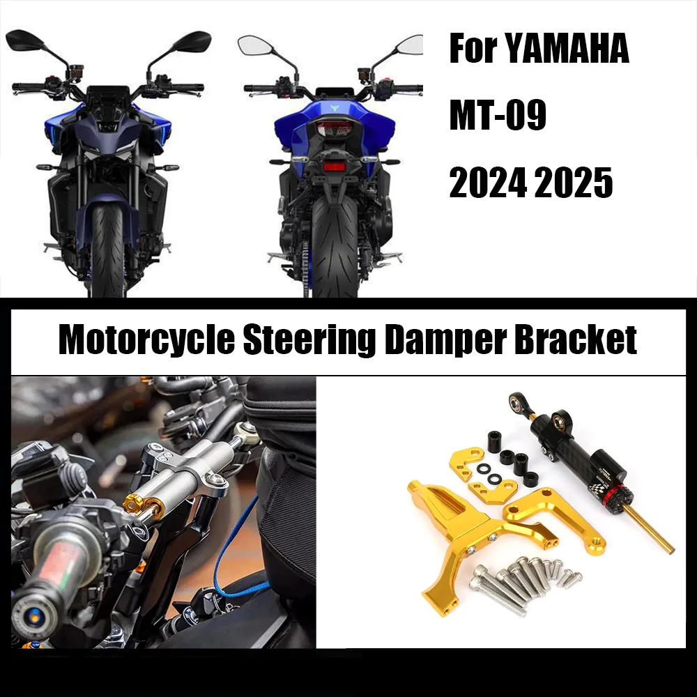 

New Motorcycle Steering Damper Bracket Stabilizer Support For YAMAHA MT-09 MT09 2024 2025 Speed Wobble Safety Accessories