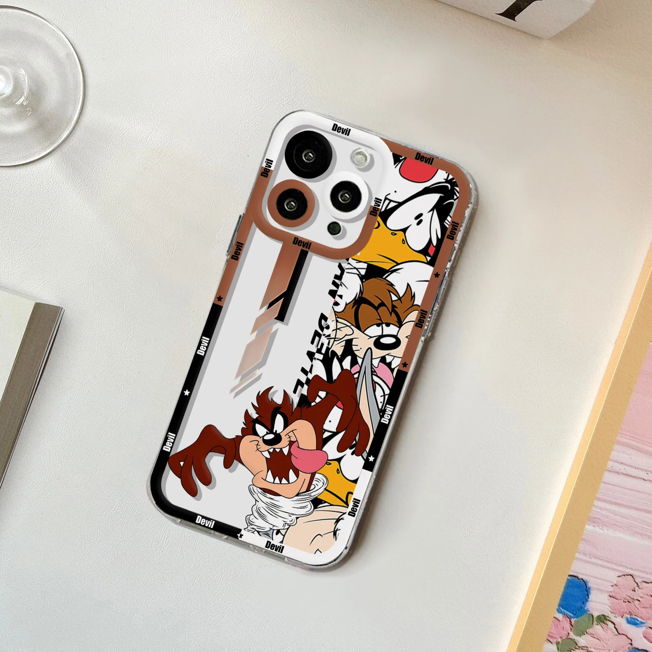 Cartoon The Tasmanian Devil Phone Case For iPhone 15 14 13 12 11 Mini Pro Max X XR XSMax 6S 6 7 8 Plus SE20 Transparent Cover