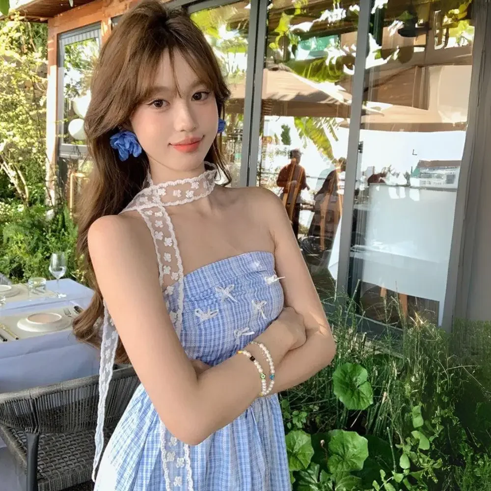 جديد الكورية المرأة وشاح طويل نحيل ربيع الموضة Y2K وشاح الزخرفية لينة أنيقة الدانتيل طويل الشريط وشاح الرقبة المعصم الشعر التعادل