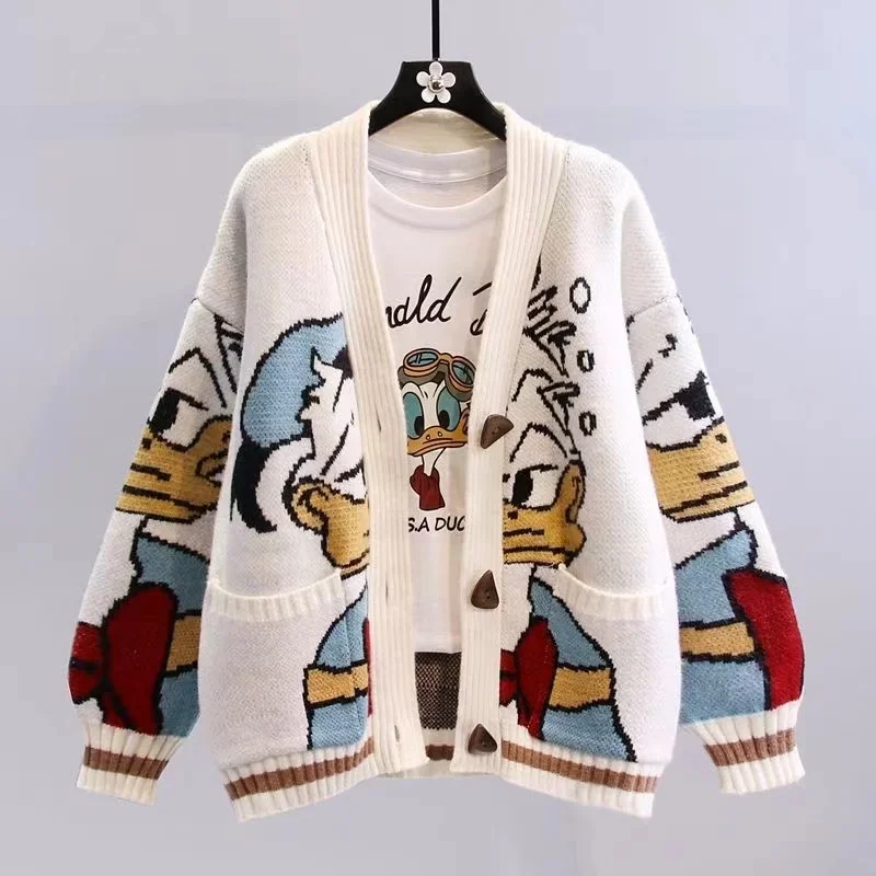 

Korean popular clothes Winter Cardigan Jumper cartoon Tops Turtleneck Pullover Casual Sweaters Women Loose Sweater Knitwear Girl