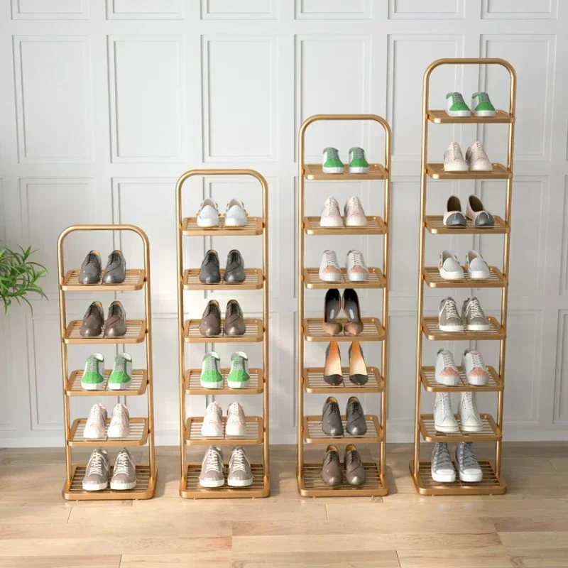 Light Luxury Multi-Layer Iron Art Shoe Hanger Double Pipe Wardrobe Organizer Enhanced Load Bearing Modern Design Home Storage