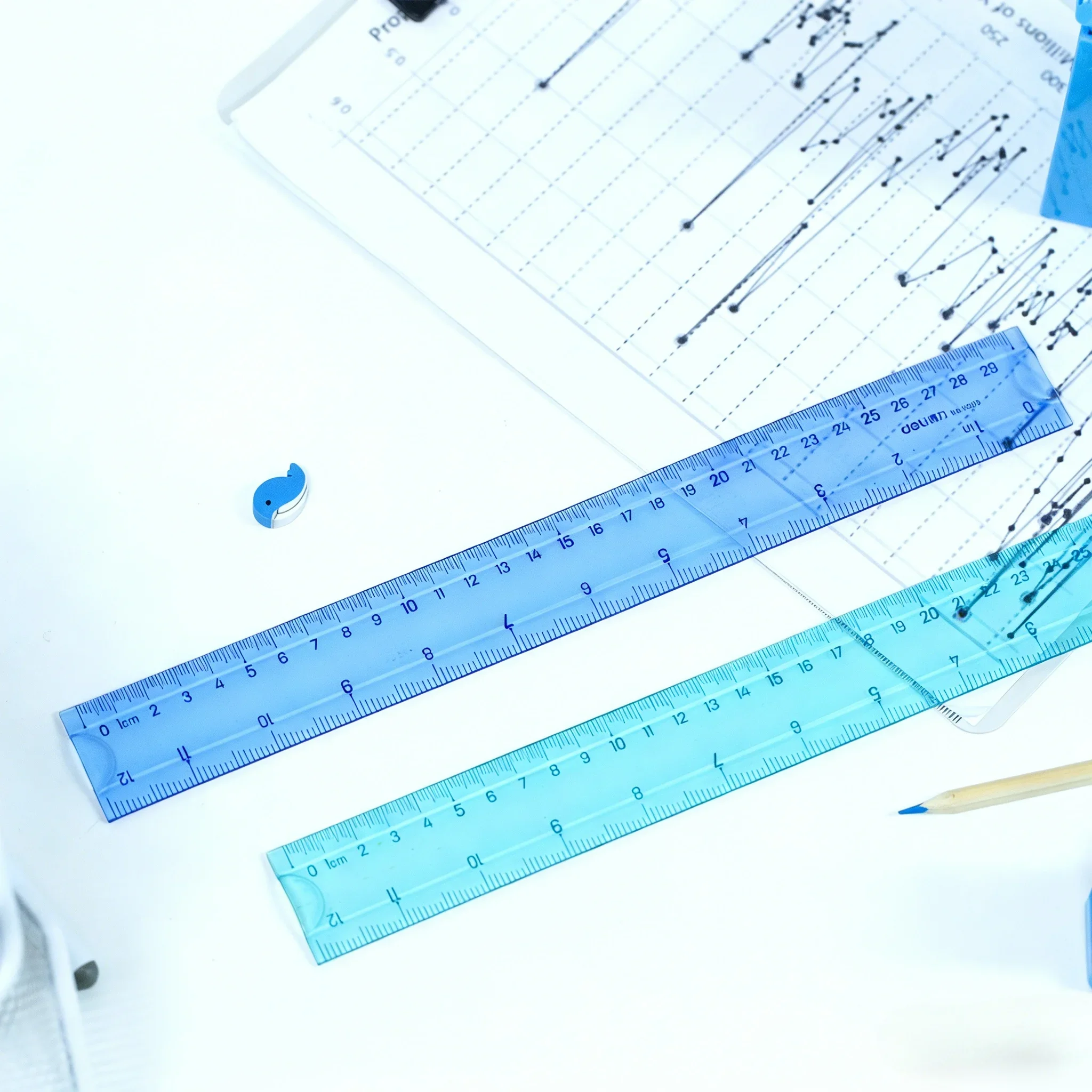 Deli 6209 30cm Bendable Soft Ruler Unbreakable Flexible Plastic Straight Ruler Cute Design For Kids Students Office Use