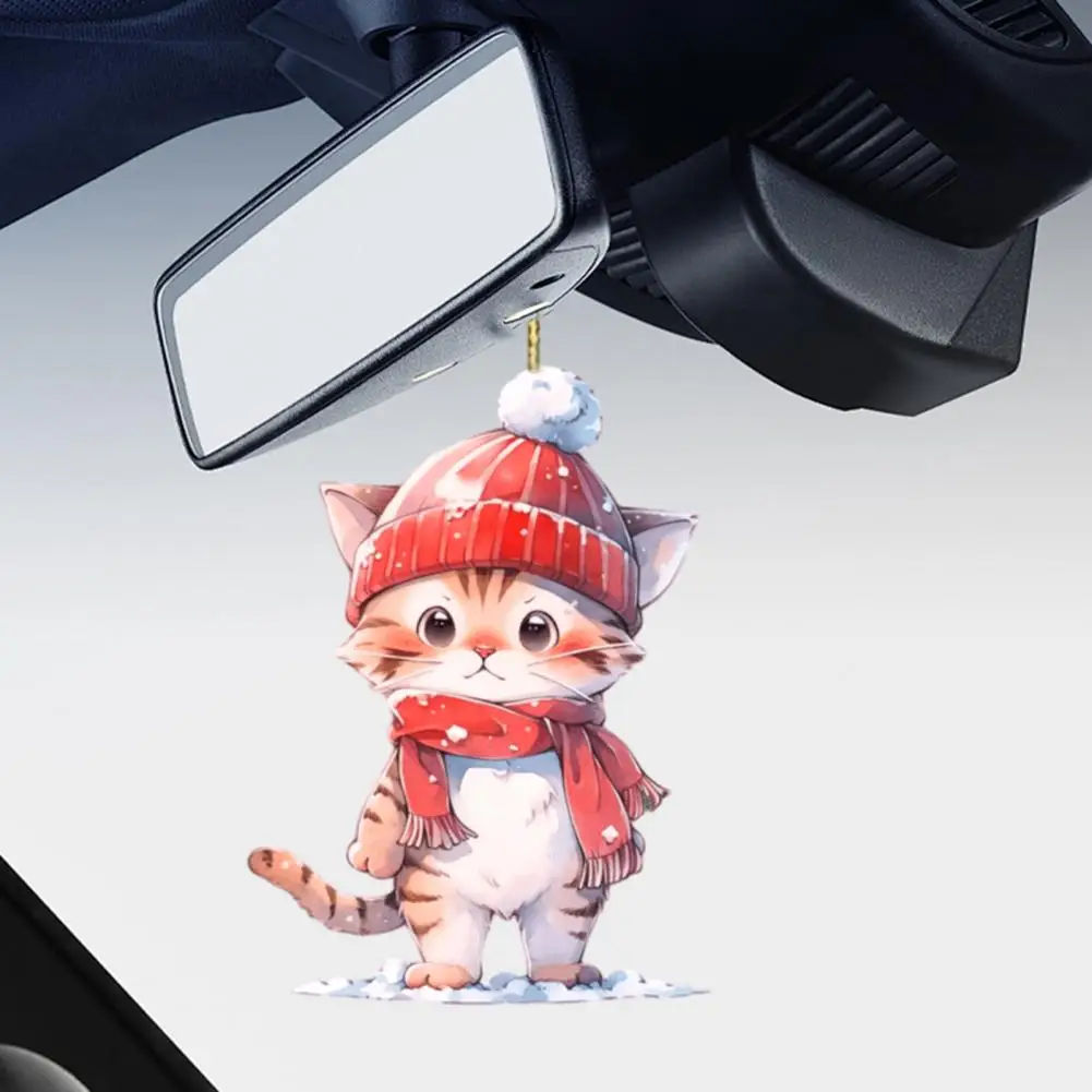 Decorative Bag Charms Cute Christmas Cat Pendant Funny Cat Decorations Set for Car Rearview Mirror Christmas Tree for Friends