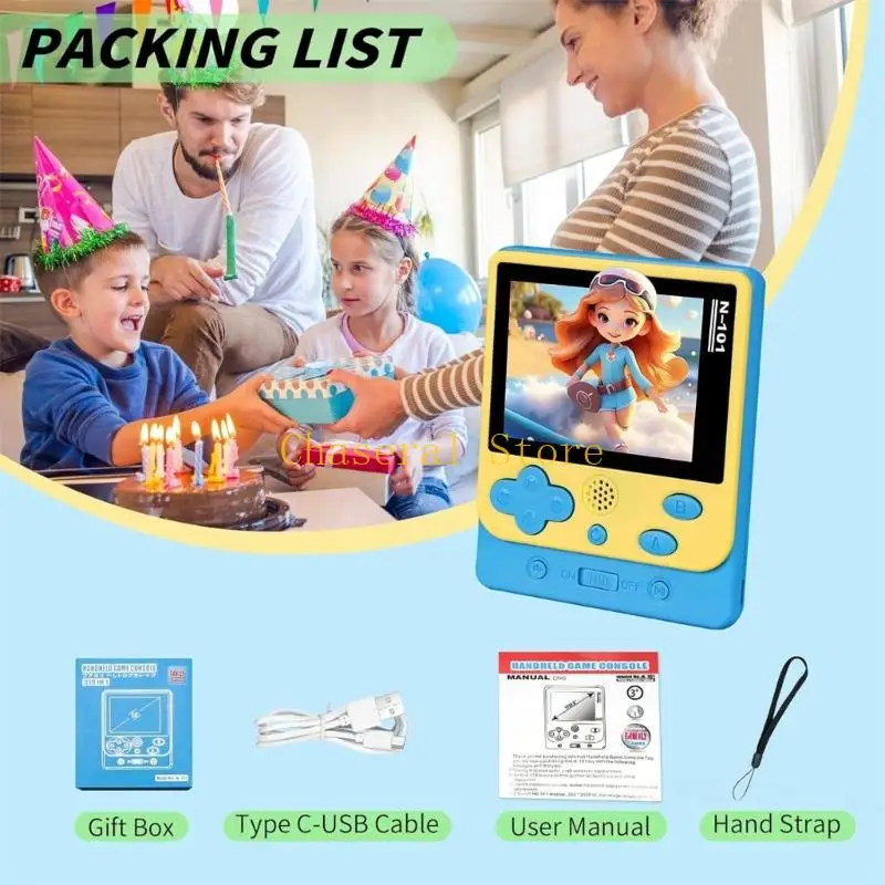 E7CE Adulto y niño Consola juego Handheld 319 Títulos clásicos Diseño compacto con batería duradera para On the Go Fun