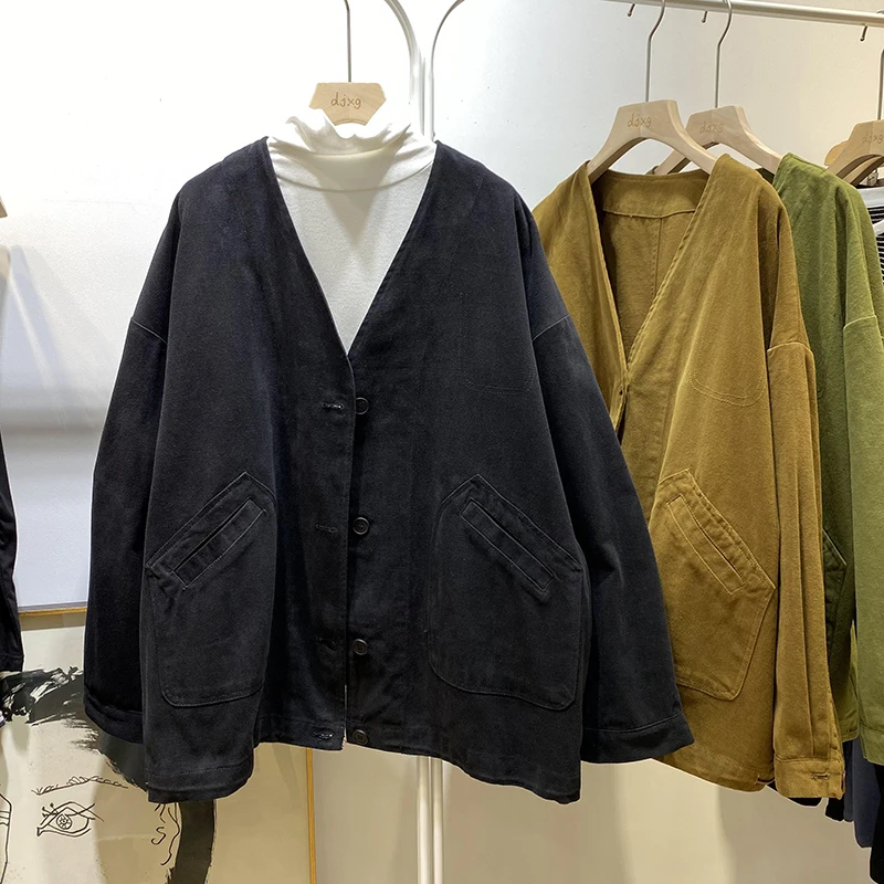 

Ele V-Ne Loose Lazy Jaet Women's Faion Tailored Coat Comfortable Long Sve Busin Casual Sle Color