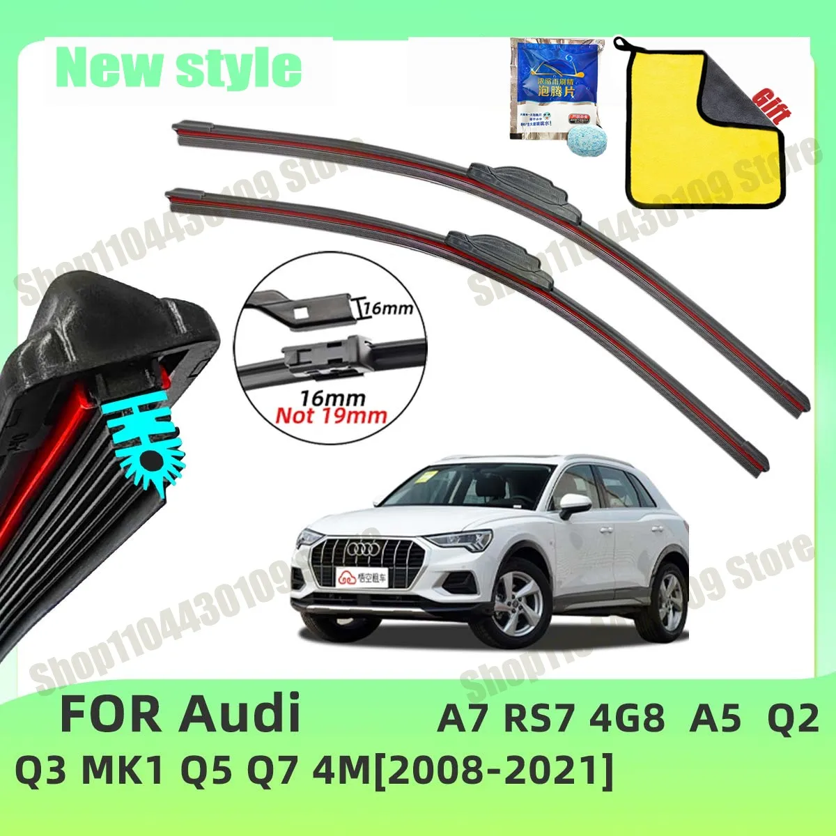 

Car Wiper For Audi A5 A7 RS7 4G8 Q2 Q3 MK1 Q5 Q7 4M 2008-2021 Front Windscreen Wipers Double Rubber Car Wiper Blades Car Accesso