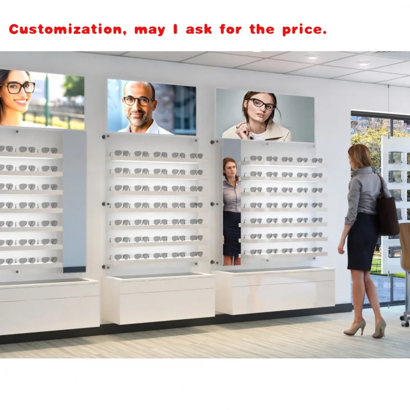 custom.Optical Shop LED Light Sunglasses Eyeglass Eyewear Display Cabinet Eyeglasses Display Cabinet Glasses