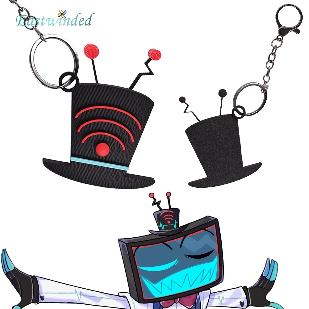 

Hazzbin VOX Cosplay Hat Props Keychain Hell Hotel Black Antenna Hat Key Ring Pendant Halloween Costume Accessories Carnival
