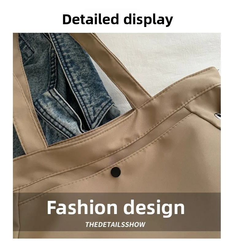Canvas-Nylon-Tragetasche mit Kordelzug, große Kapazität, Handtasche, Alltagstasche, lässige Handtaschen, Umhängetaschen für Frauen, Arbeit, Pendeln – Detail 9