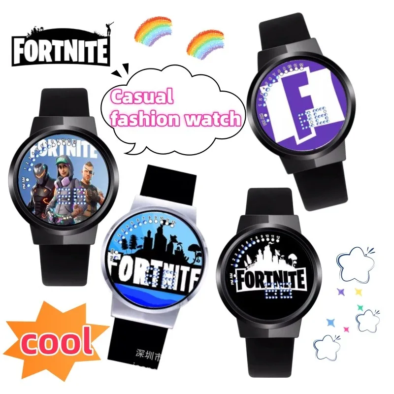 

New Fortnite High Color Value Creative Personality Touch Luminous LED Student Electronic Watch Animation Cartoon Simple Watch