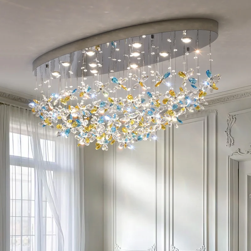 

French High-end Crystal LED Ceiling Lamps Living Room Villa Bedroom Restaurant Hotel Luxury Chandelier Home Decor Lights Fixture