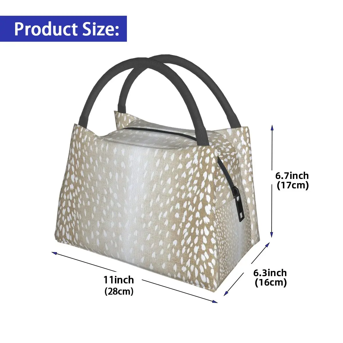 Fawn Beige Antelope Print Insulated Lunch Bag for Women Bento Storage Food Boxes Container Cooler Thermal Lunch Box Tote