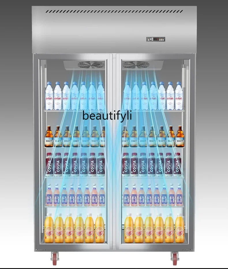 

yj7 Asmt52 Front and Rear Opening Refrigerated Display Cabinet Vertical Fresh-Keeping Cabinet Commercial Refrigerator