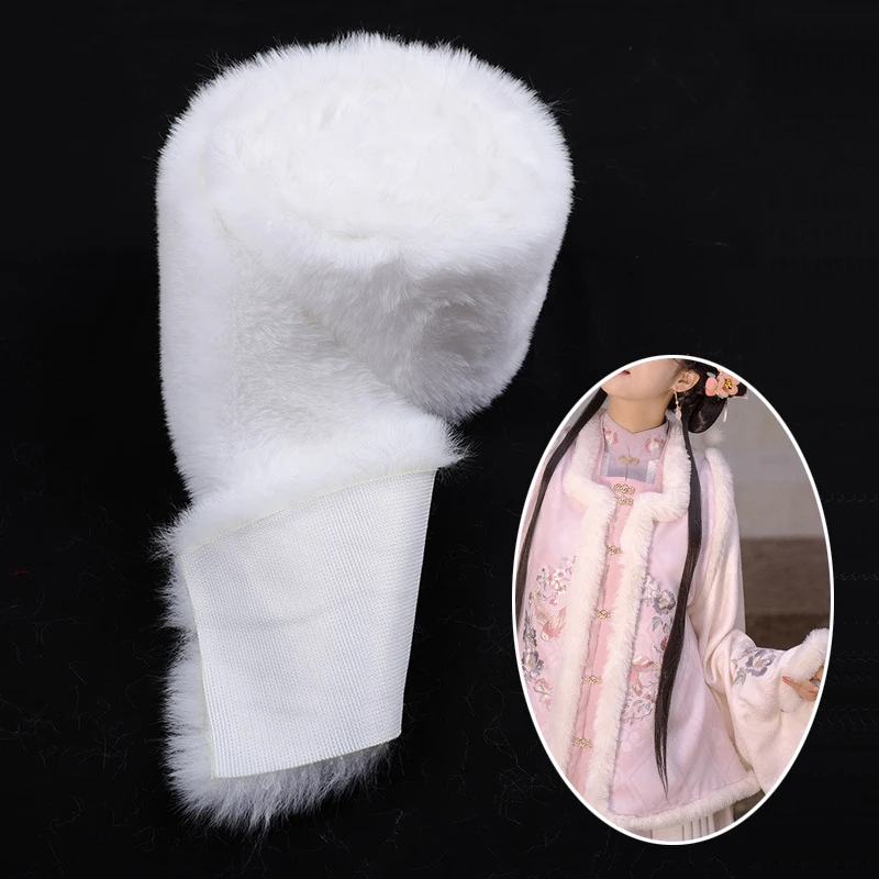 1m Faux Rabbit Fur Apparel Sewing Fluffy Trim Trimming Fabric for Artificial Fur Strips Cuffs DIY Accessory Garment Decoration