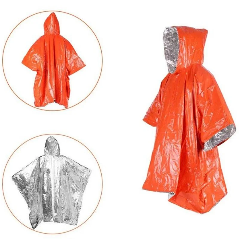 Outdoor Portable Raincoat Hooded Waterproof Cold Insulation Emergency Rain Poncho Motorcycle Rain Cover Camping Hiking Travel