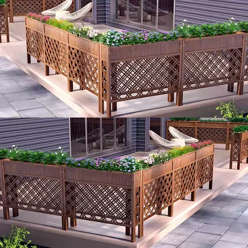 Partition flower stand outdoor preservative wood fence fence courtyard partition flower box indoor screen restaurant catering