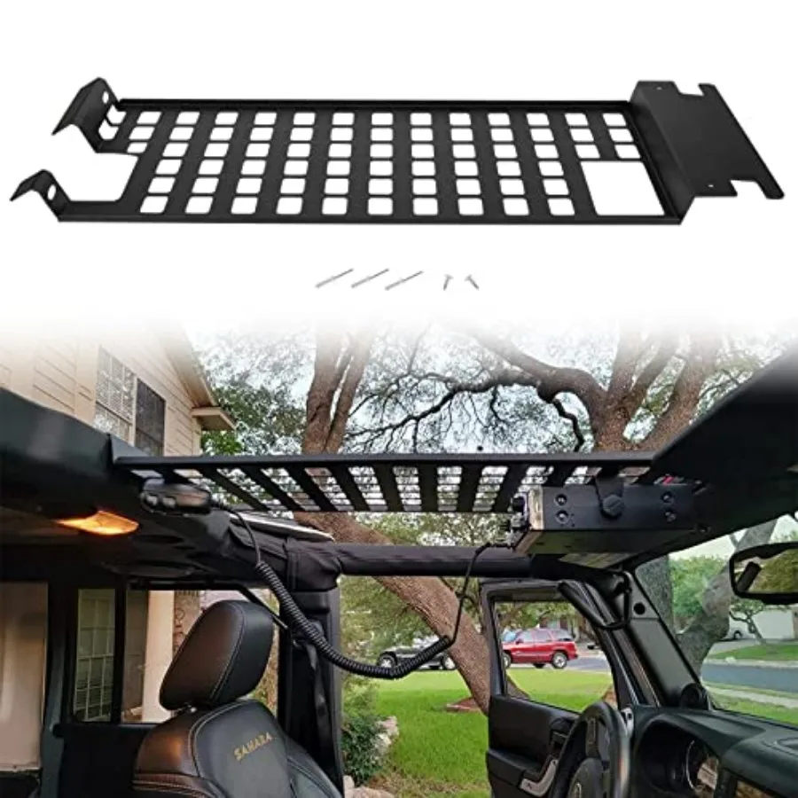 

Top Roof Rack Cargo Hard Top Molle Panel for Jeep Wrangler JK 20072018 4Door Overhead Molle Panel Luggage Storage Carrier Metal