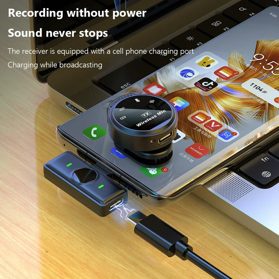 Micrófono inalámbrico de solapa XinMic con cancelación de ruido para Android, mini mic tipo C para grabación al aire libre, entrevistas y PC 2
