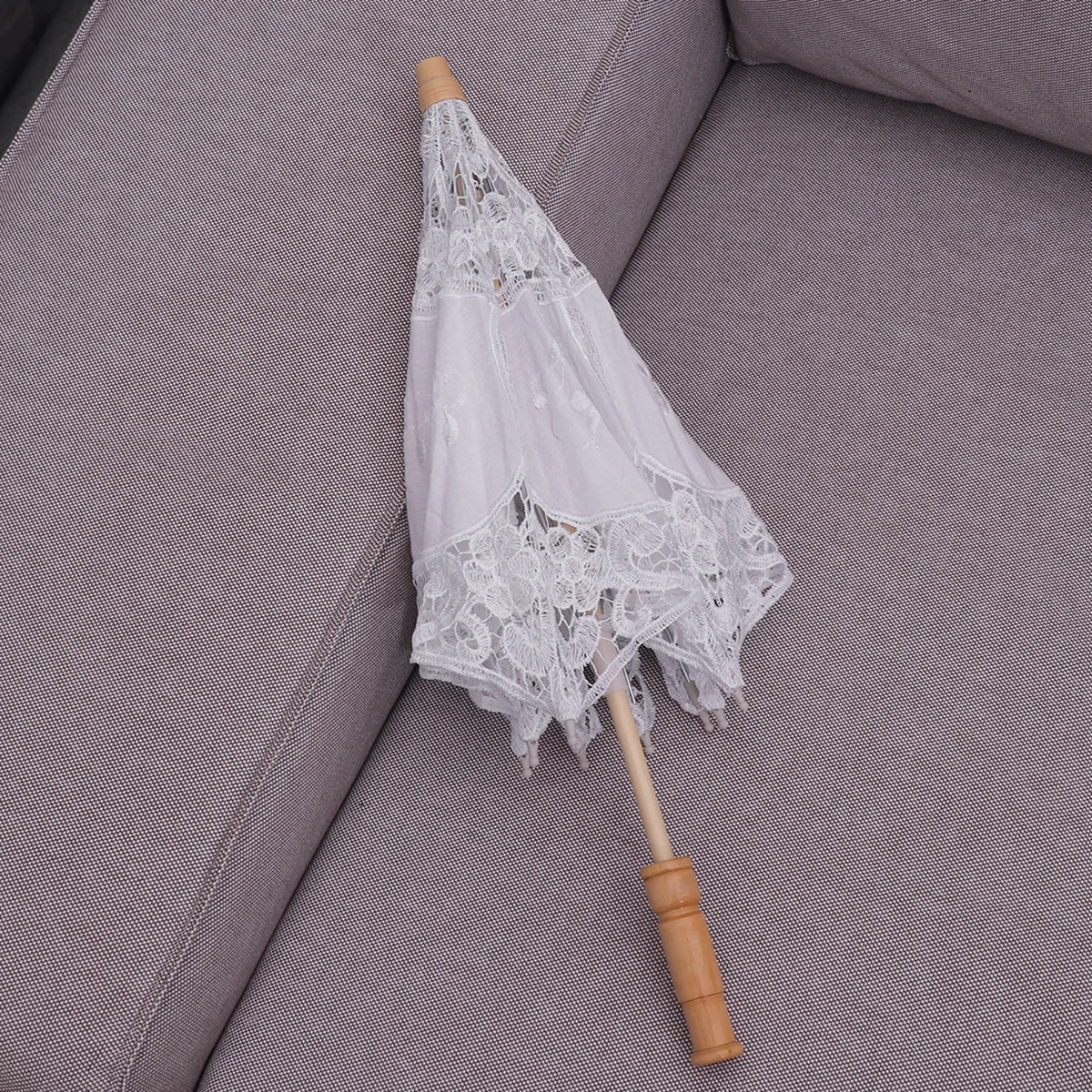 

Classic Lace Wedding Umbrella Handmade Cotton Decorative Craft Photography Prop Non Rainproof 60Cm Diameter White