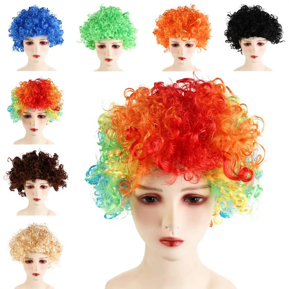 Rainbow Fancy Party Football Fans Wigs Clown Props Adult Kids Funny Wig Synthetic Wigs Cosplay Hairs Costume Party