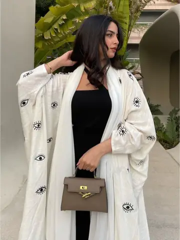 여성을위한 Eid 이슬람 Abaya 코튼 라인 자수 드레스 카디건 가운 Jalabiya 라마단 모로코 두바이 Kaftan 2025 Vestidos