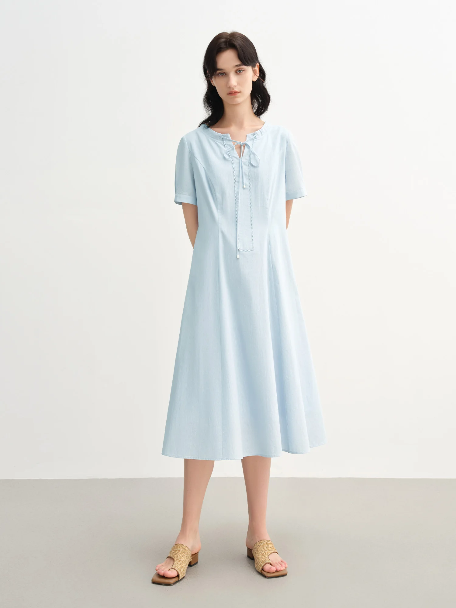 

DUSHU Minimalism Style Women Daily Commuting Dress 2025 Summer New Fashion Temperament French Style Long Dress 25DS82454
