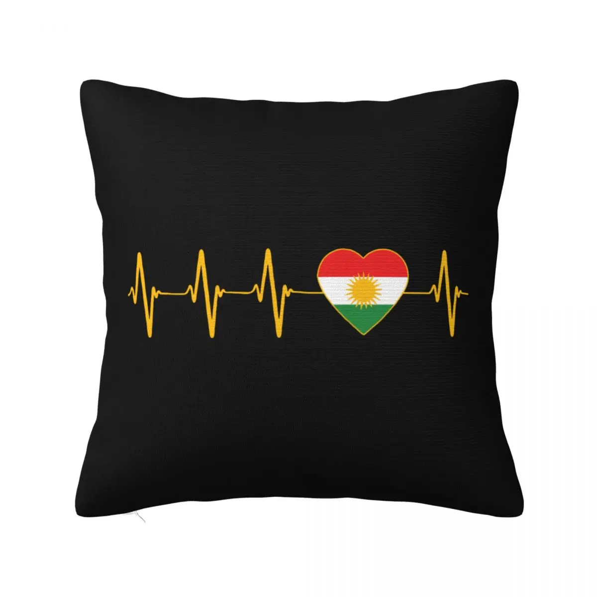 Kurdish Heartbeat Flag I Love Kurdistan Pillow Cases Cushion Cover Awesome Zippered Decorative Throw Pillow Case Cover for Home