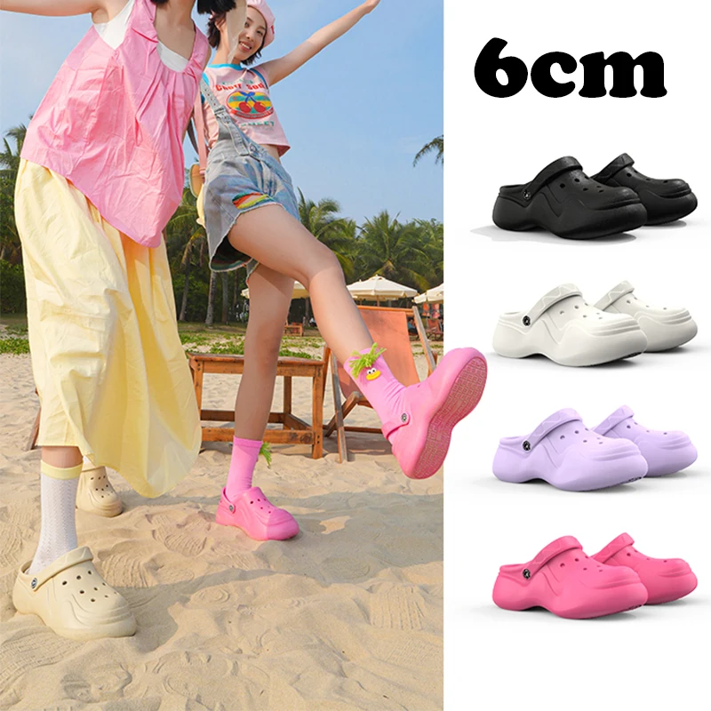 2024 New Sandal Slippers DIY Cute Cartoon Clogs Women Mules Summer Beach Sandals Cave Hole Female Garden Shoe For Students Girls