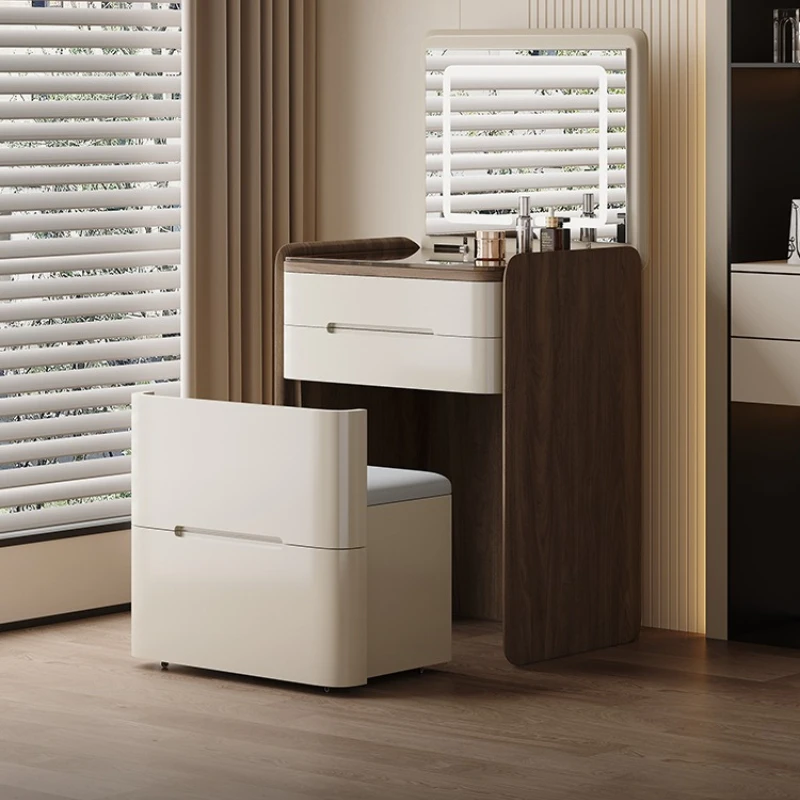 

Прикроватная тумбочка-комод из массива дерева, интегрированная с подсветкой, класса люкс, для спальни, небольшая, для хранения косметики