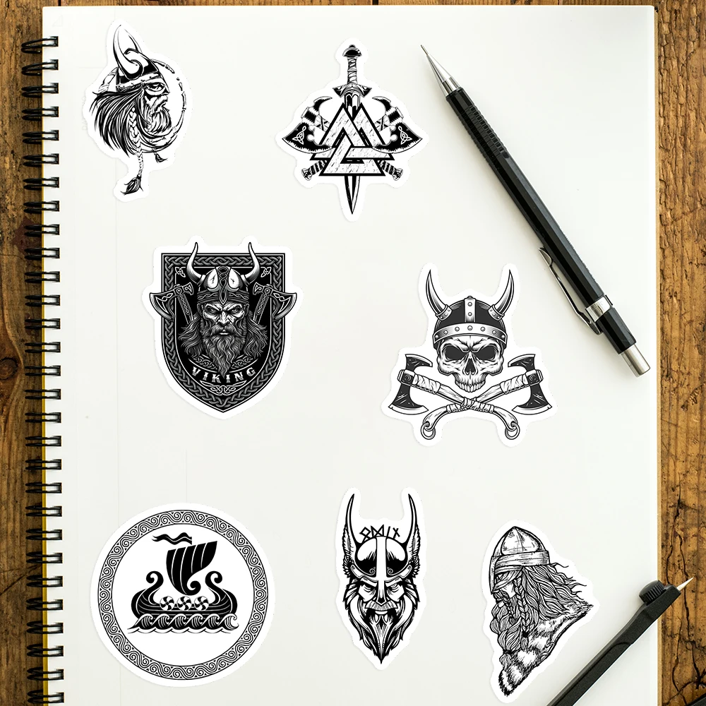 Norse Viking Warrior Stickers Art Tattoo Aesthetic Gift Decal for Laptop Phone Scrapbook Luggage Decorative Graffiti Waterproof