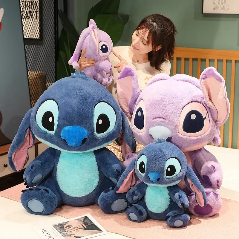 Disney Cartoon Angel and Stitch Plush Toys Cute Stuffed Movie Stitch Doll Soft Cartoon Pillow Sofa Xmas Gifts Girl High Quality