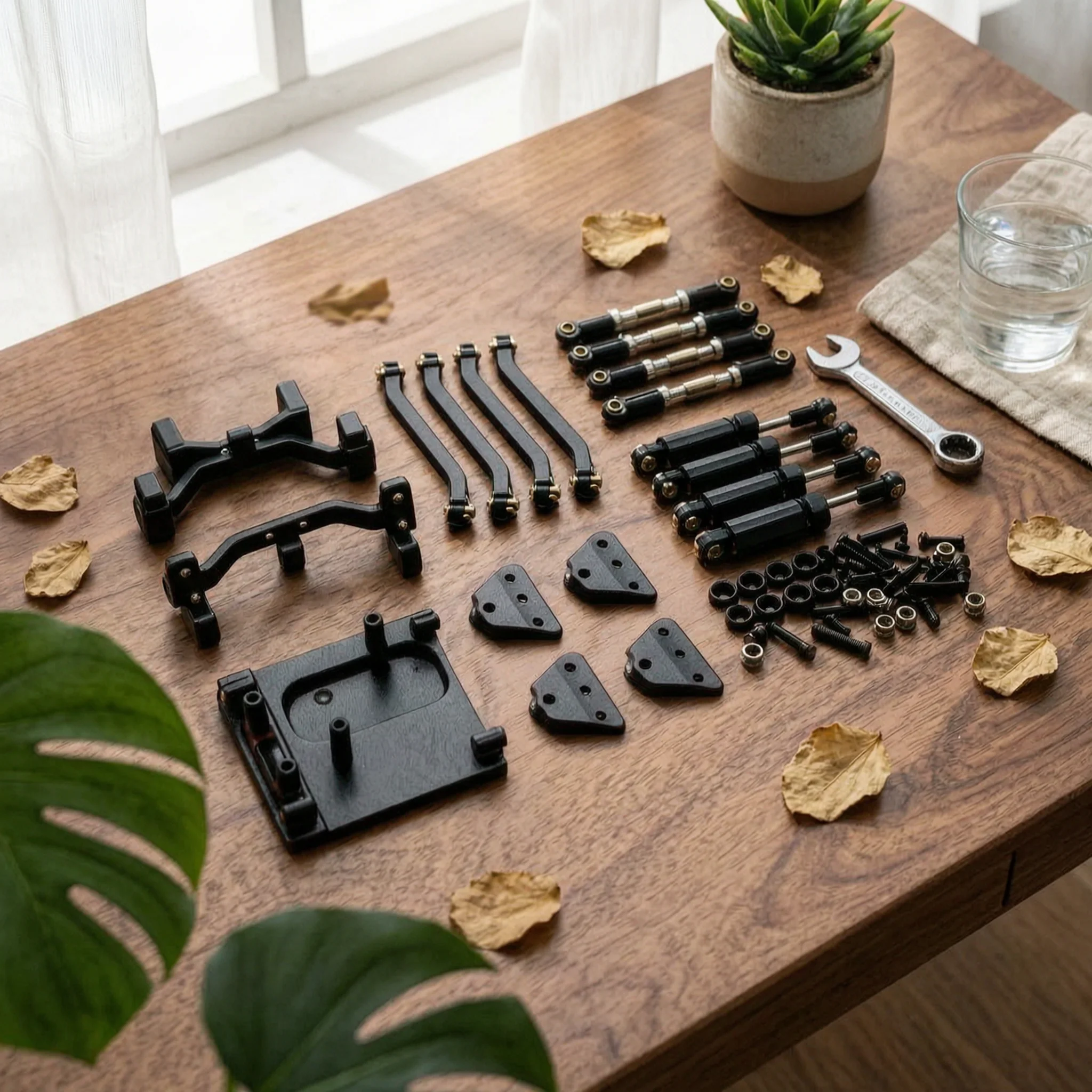 RC Car Upgrade Parts Metal Parts Kit with Shock Absorbers Shock System Kit Damping Shock System Links Stable for Trail Tuning