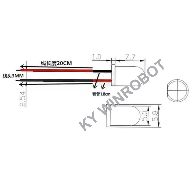 10PCS 3mm LED 5-12V 20cm Pre-wired White Red Green Blue Yellow UV RGB Diode Lamp Decoration Light Emitting Diodes Pre-soldered