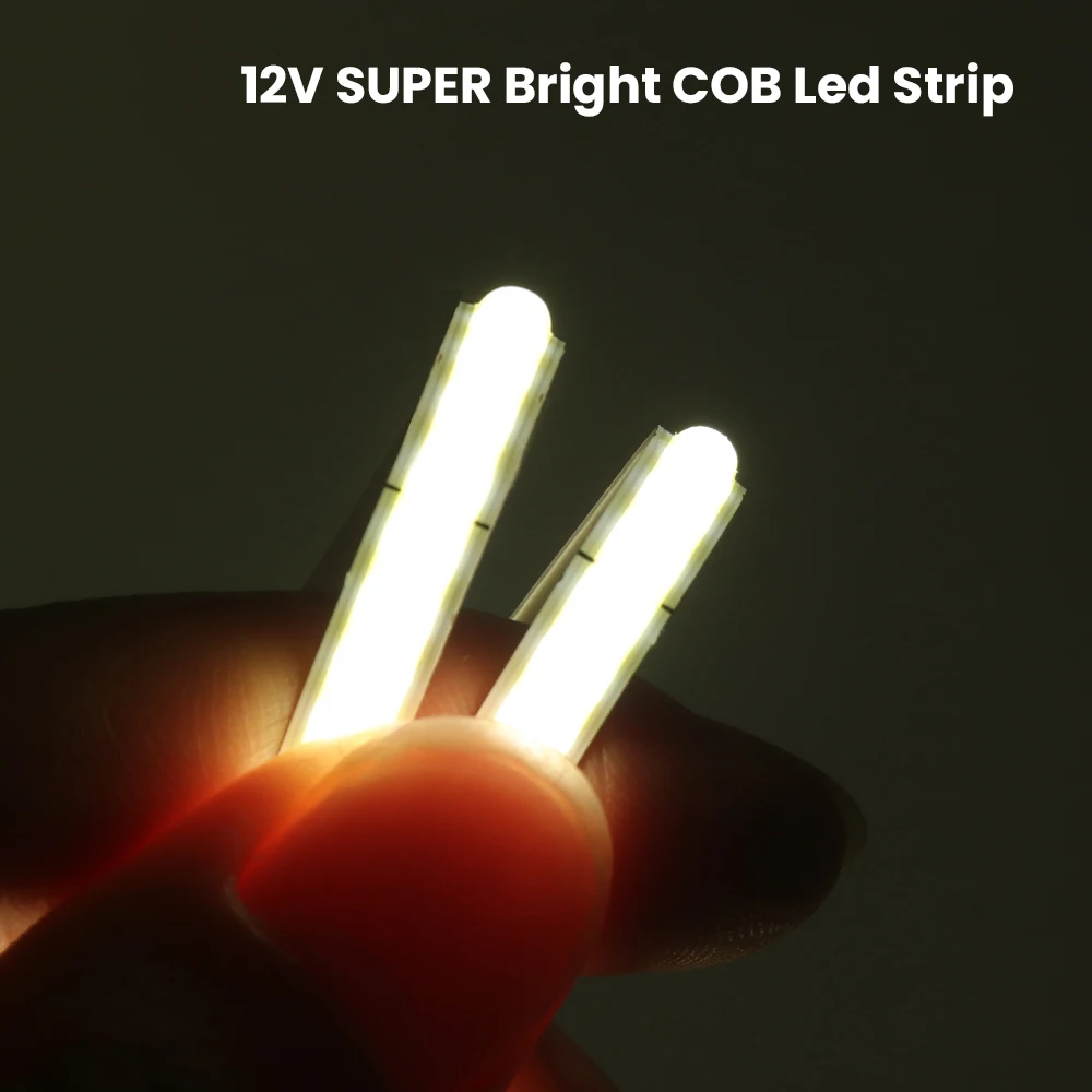 12V COB LED Strip Light 3mm/5mm/8mm Width 320 LEDs Flexible Linear Light Bar High Density Warm Natural Cold White Red Blue Green