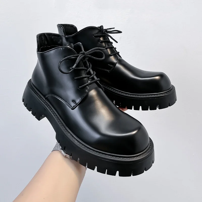 

Мужские повседневные вечерние банкетные платья, ботинки на платформе, черные модные туфли из натуральной кожи, ковбойские ботильоны, красивые короткие botas hombre