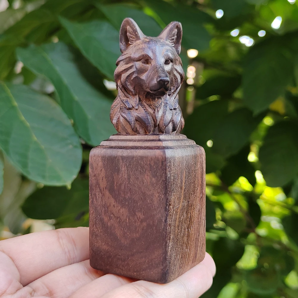 Holz-Wolfskopf-Dekoration, handgeschnitzt, im natürlichen und realistischen Stil, geeignet als Geschenk zum Thanksgiving-Fest, als kreative Tischdekoration, für die Inneneinrichtung, als