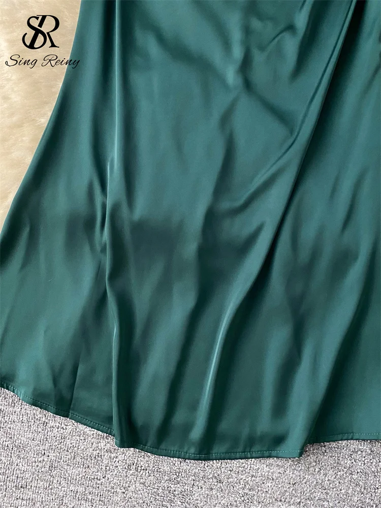 SINGREINY 2025 イブニングパーティードレス女性スパゲッティストラップバックレスジッパーノースリーブボディコン最新サテンシニアスリムロングドレス