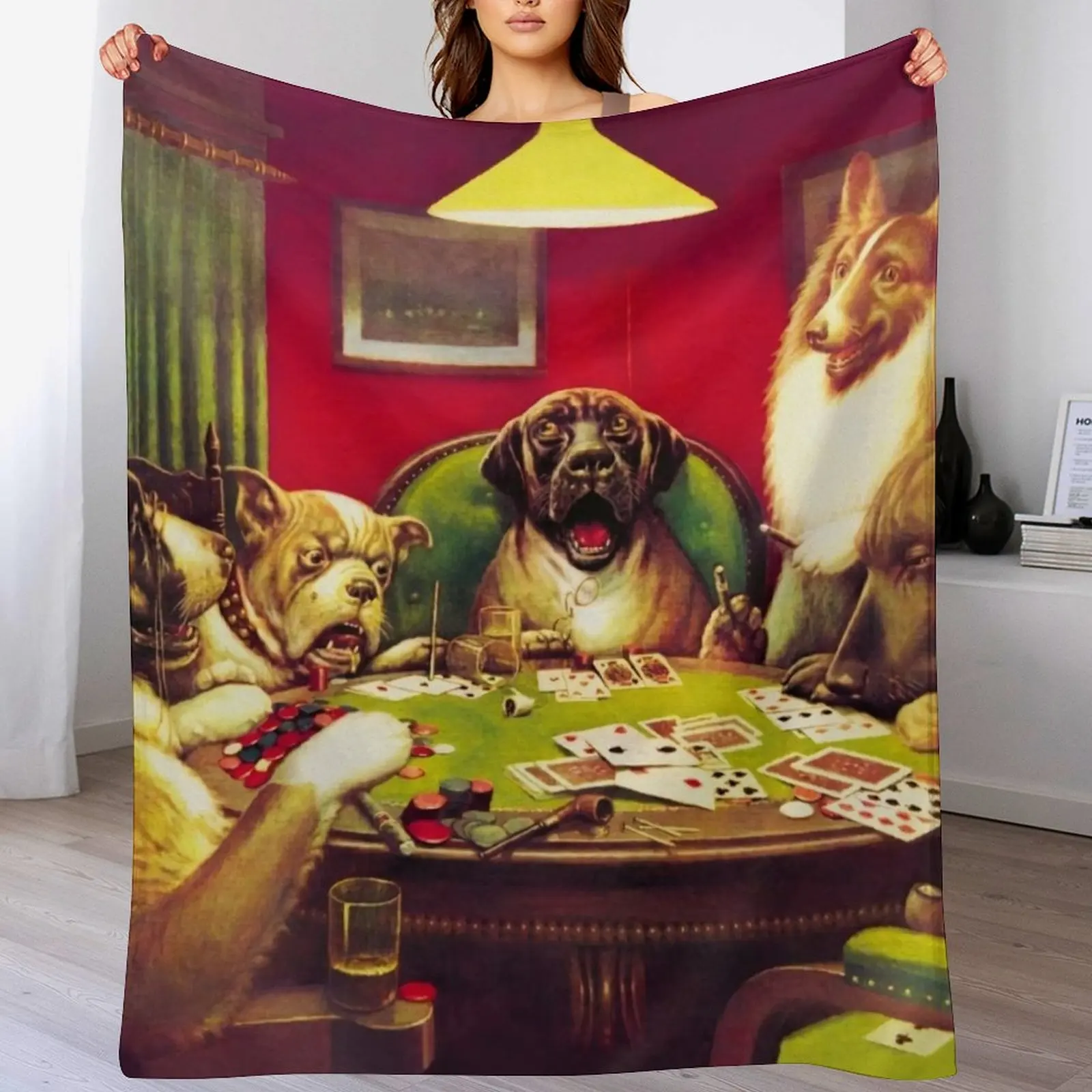 

Dogs playing poker Throw Blanket Shaggy Thins for sofa Tourist Blankets