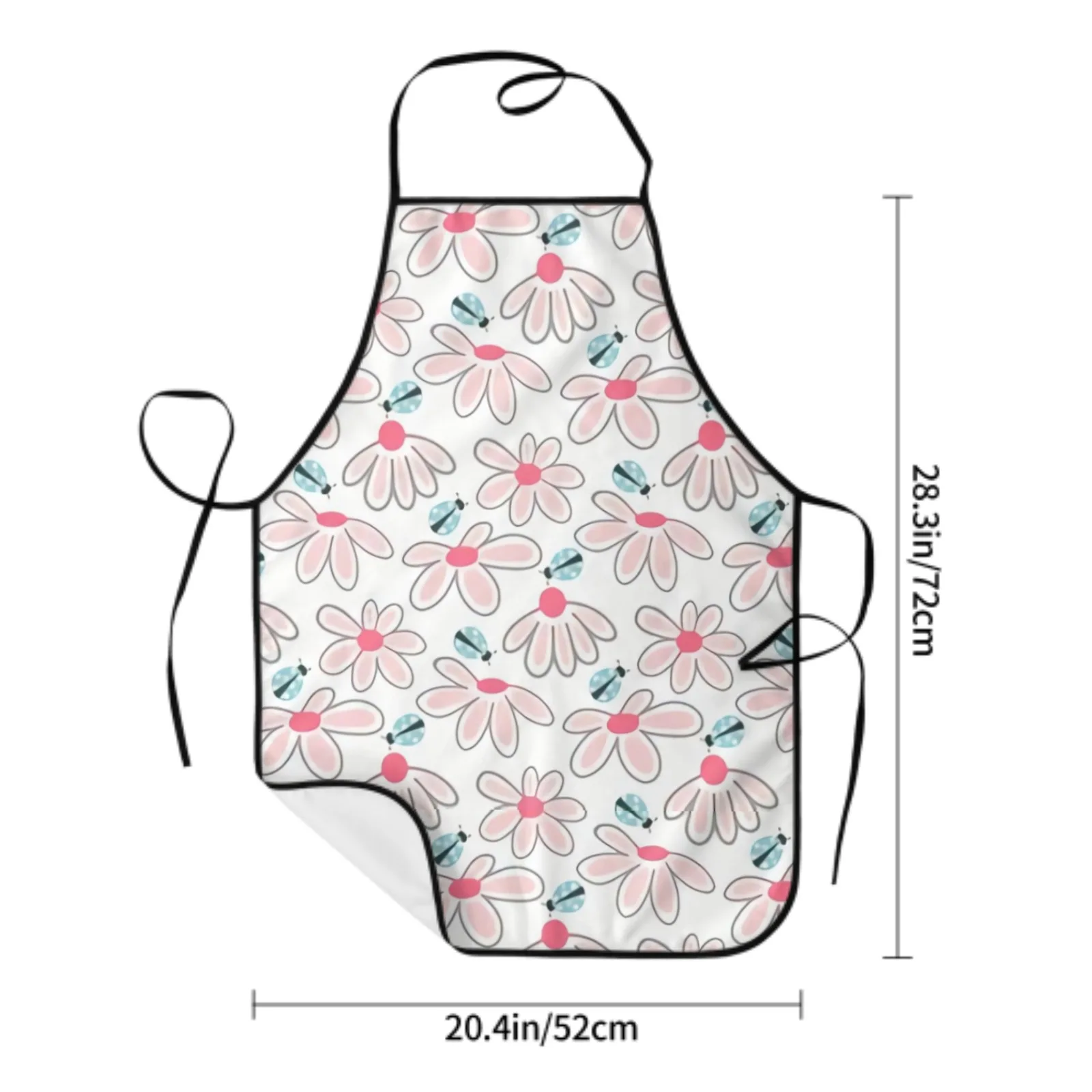 White Daisy Polyester locking hem Apron Home Cooking Baking Kitchen Pink Daisy Apron Red Daisy Green Grass Summer Flower